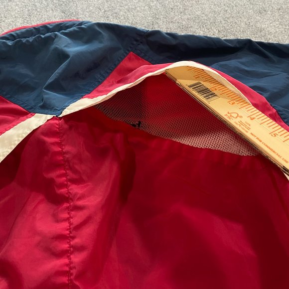 VINTAGE Woolrich Windbreaker Jacket Adult Small Red White Blue Hooded 90s VTG - Picture 13 of 16